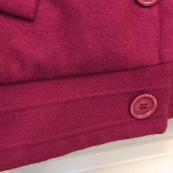 Marc Jacobs Sz 4 jacket raspberry magenta wool button snaps striped sleeves - Picture 7 of 14